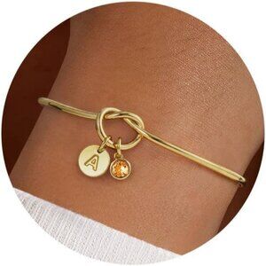 Birthstone Bracelet for Women Gold-Plated Custom Initial Dainty Jewelry